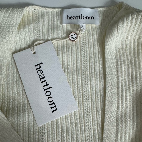 Heartloom Blouse Long Sleeve Top Cream Ivory Cross Front Ribbed Size S - Picture 6 of 10